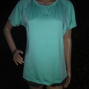 "O'Rageous" aqua colored active short sleeve tee